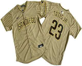 Men%27s San Diego Padres #23 Fernando Tatis Jr Khaki Pinstripe Limited Stitched Jersey->mlb womens jerseys->MLB Jersey